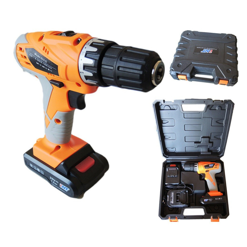 foto del prodotto trade shop trapano avvitatore con doppia batteria al litio 25v 1.3ah con valigia 6221s 