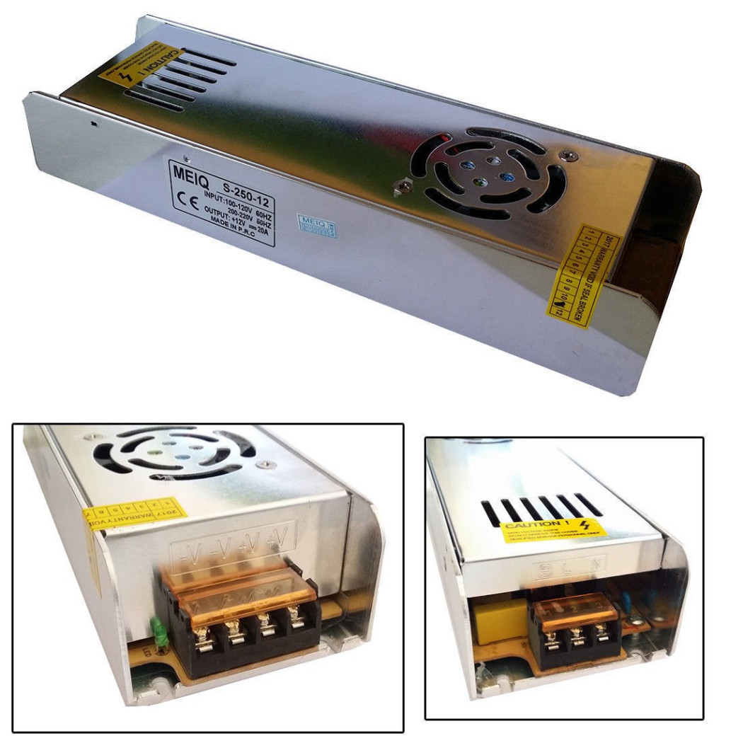 foto del prodotto trade shop trasformatore alimentatore stabilizzato slim 220v 12v 20a 250w trimmer 20a 12v 