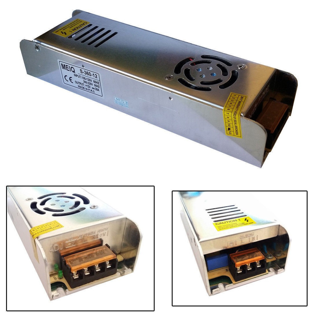 foto del prodotto trade shop trasformatore alimentatore stabilizzato slim 220v 12v 30a 360w trimmer 30a 12v 