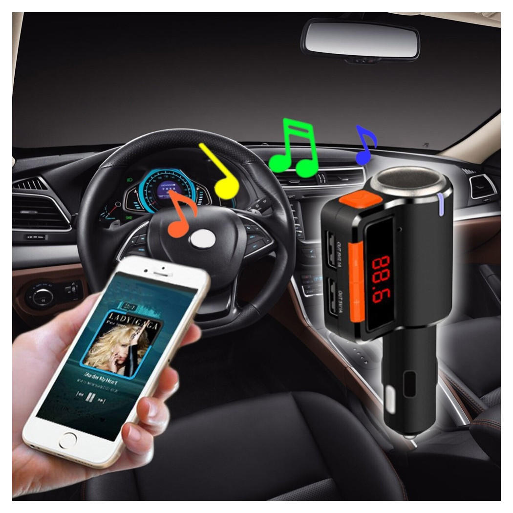 foto del prodotto trade shop trasmettitore vivavoce bluetooth con display fm lettore usb mp3 modulatore auto 