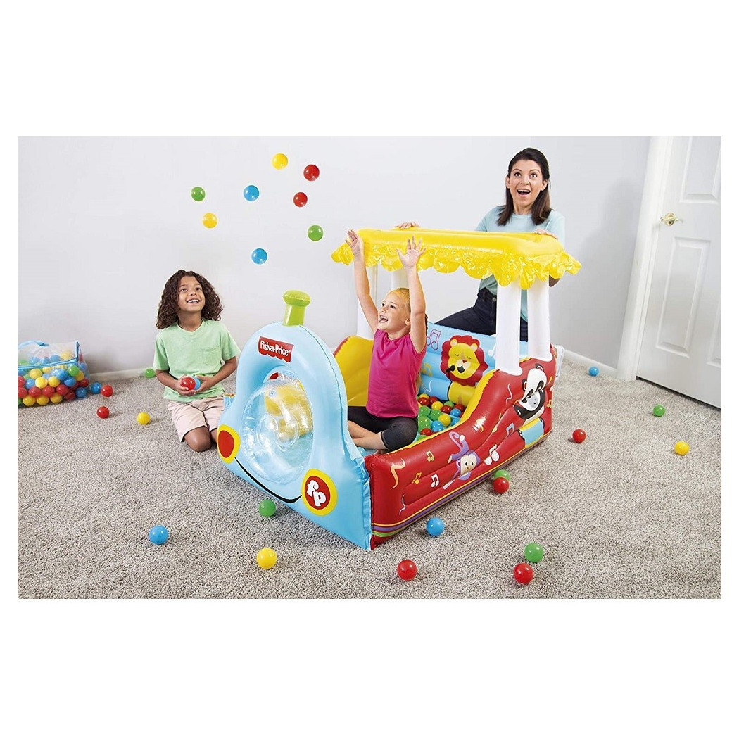 foto del prodotto trade shop trenino gonfiabile per bambini 2 anni play center 132x94x89cm con palline 93537 