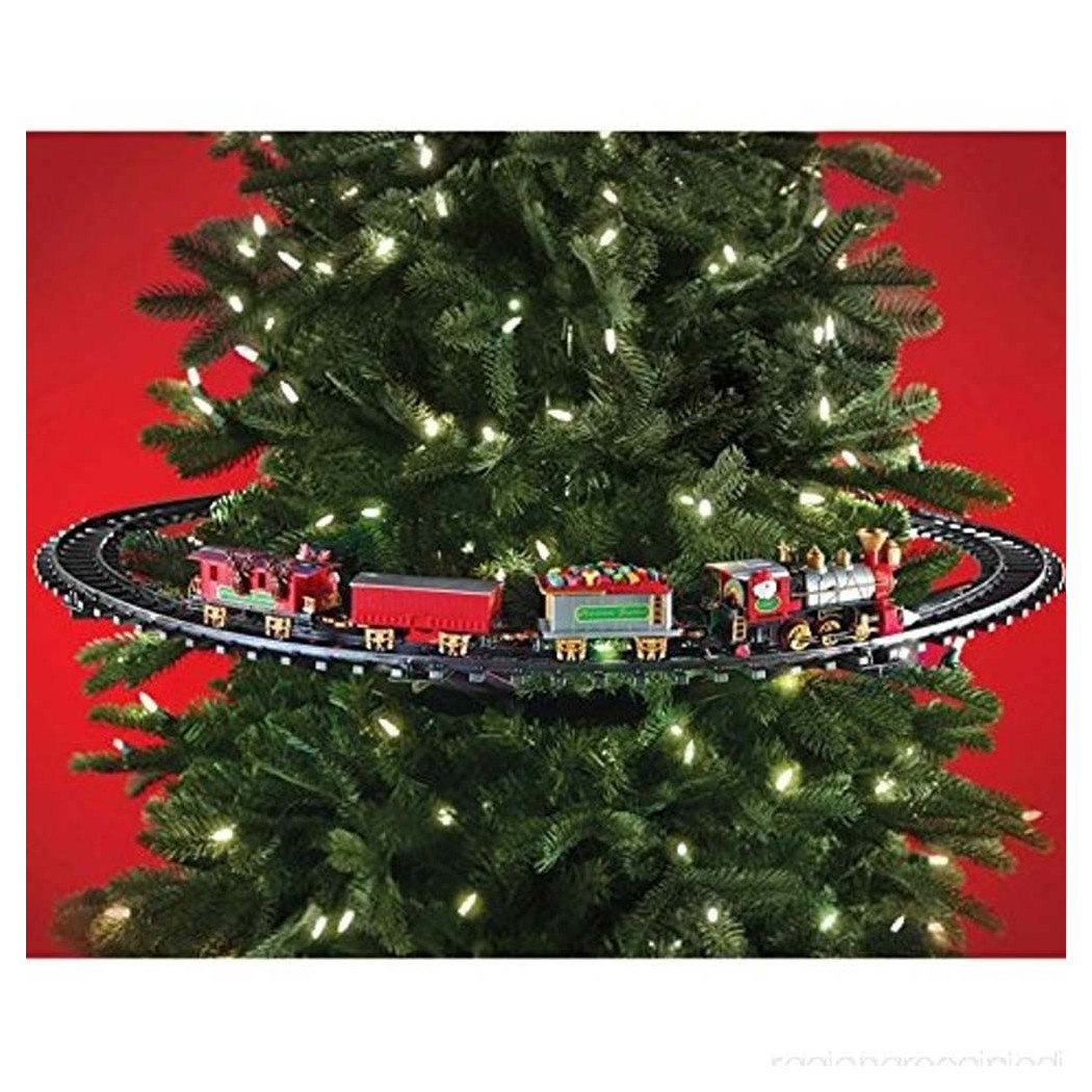 foto del prodotto trade shop trenino natalizio con supporto per centro albero treno elettrico con luci natale 