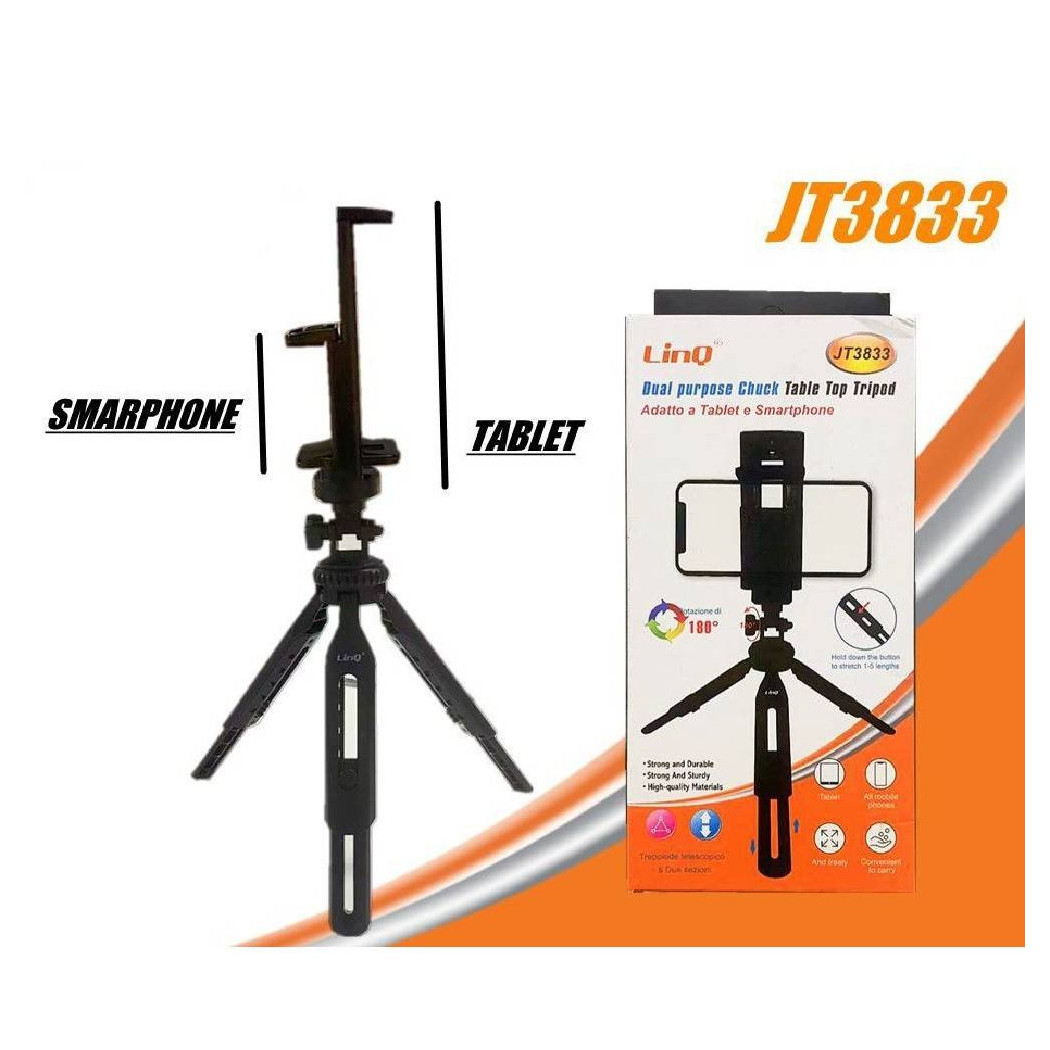 foto del prodotto trade shop treppiedi staffa supporto tavolo con mandrino 2in1 per tablet smartphone jt3833 