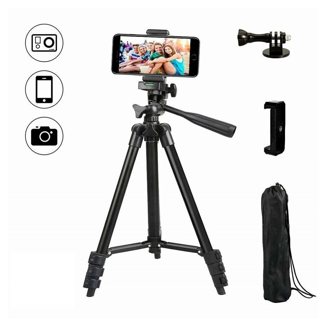 foto del prodotto trade shop treppiedi universale alluminio tripode cavalletto 102cm smartphone fotocamera 