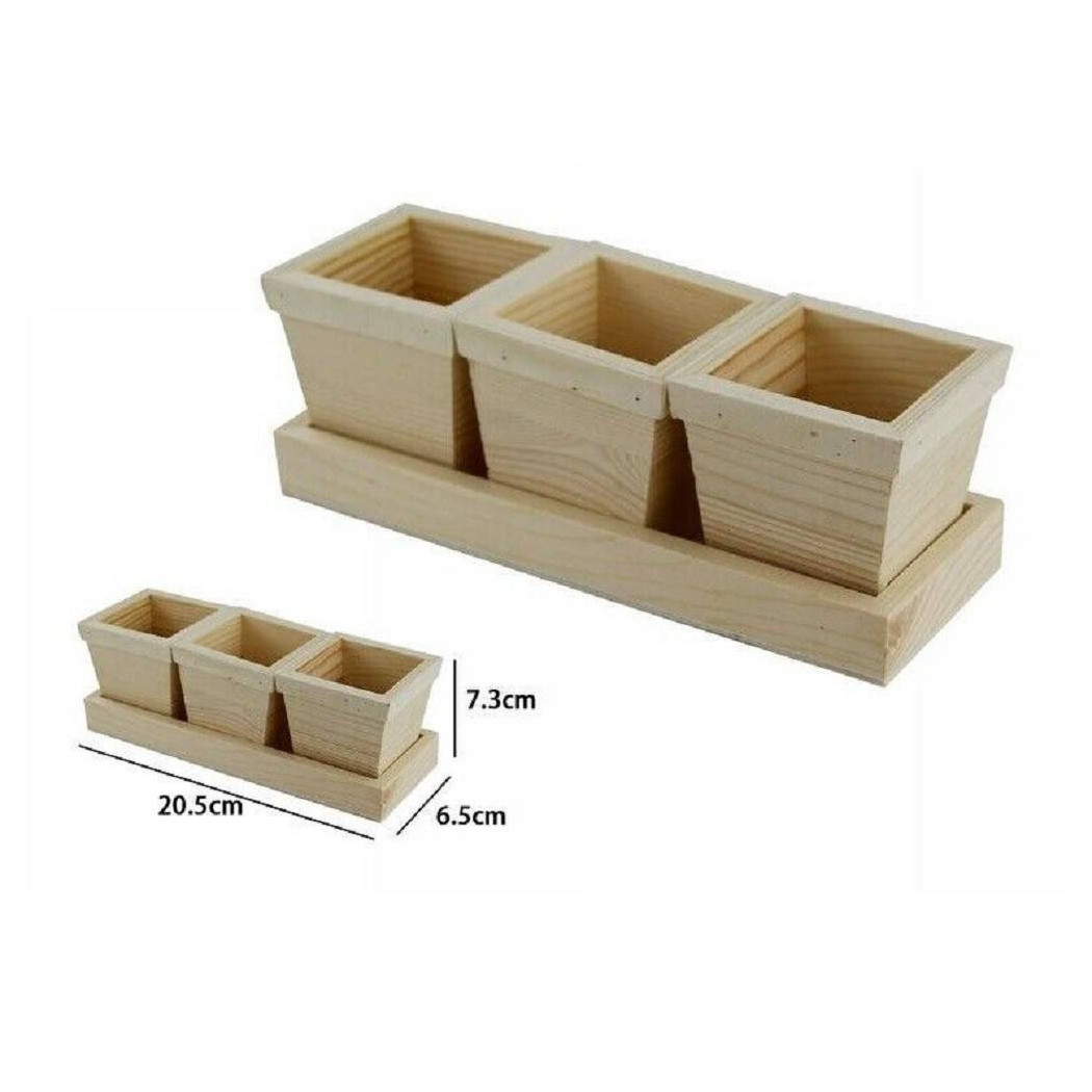 foto del prodotto trade shop tris scatole contenitori 3 pezzi con base in legno naturale decoupage 53455a 