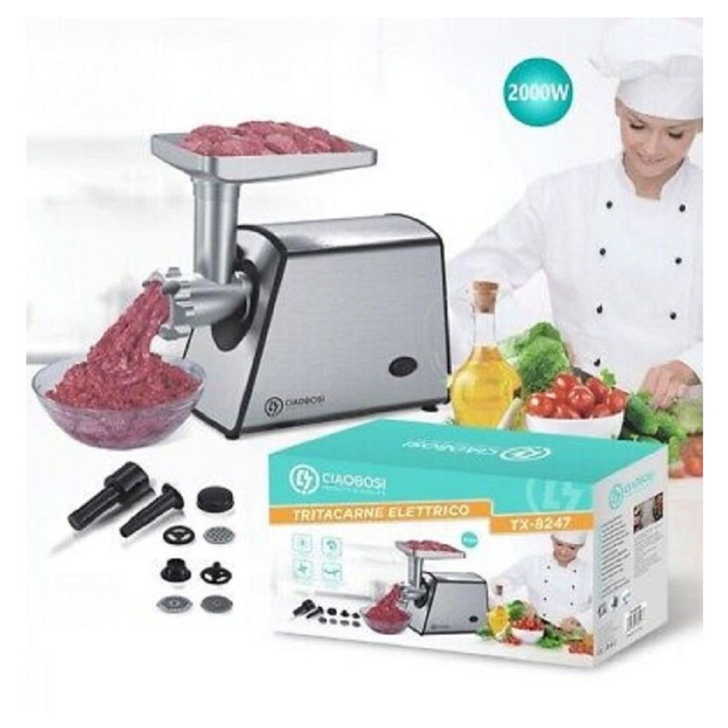 foto del prodotto trade shop tritacarne elettrico tx 8247 accessori 2000 w ideale per tritare salsicce kebbe 