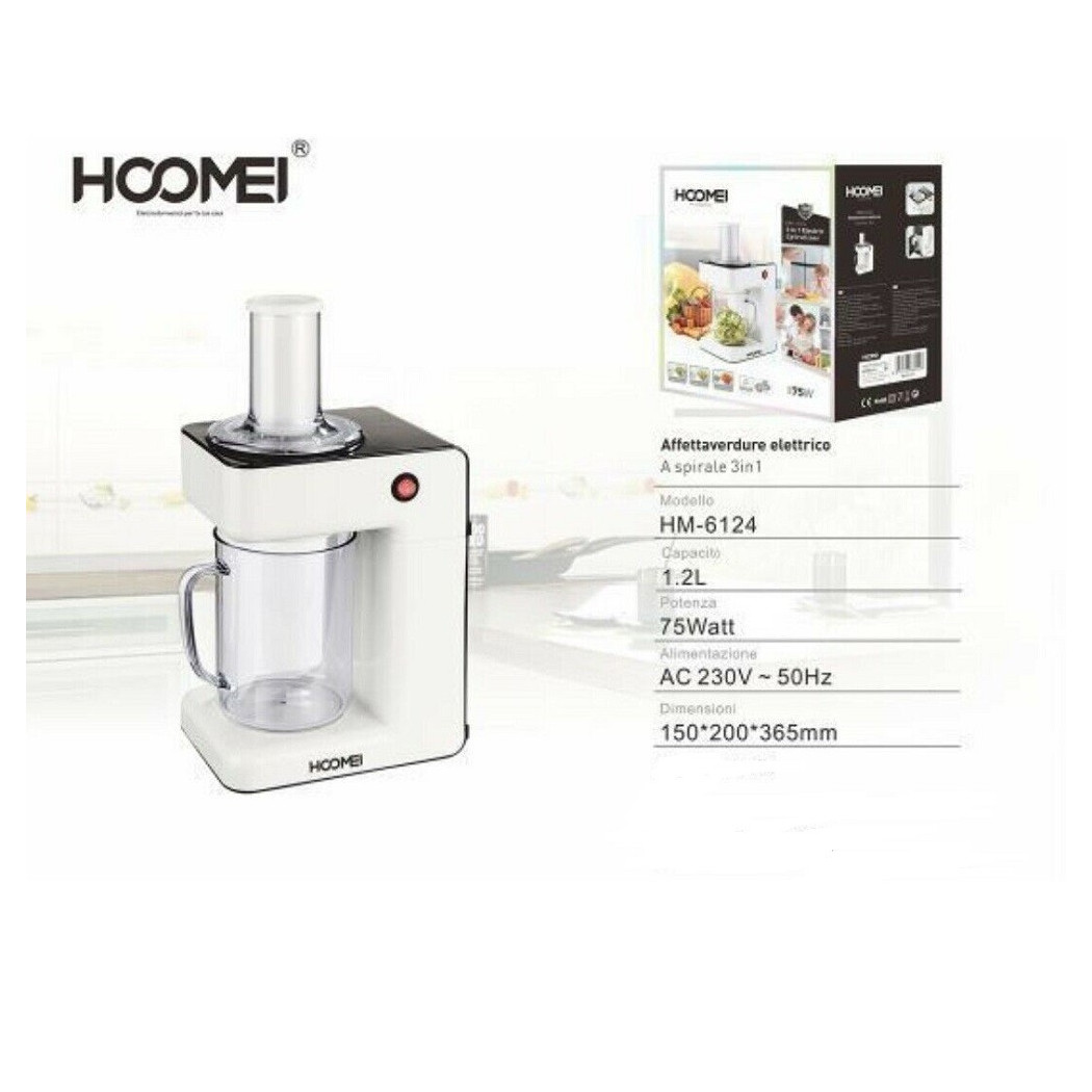 foto del prodotto trade shop tritaverdure affettaverdure elettrico a spirale 3 in 1 taglia verdure 1,2lt 75w 