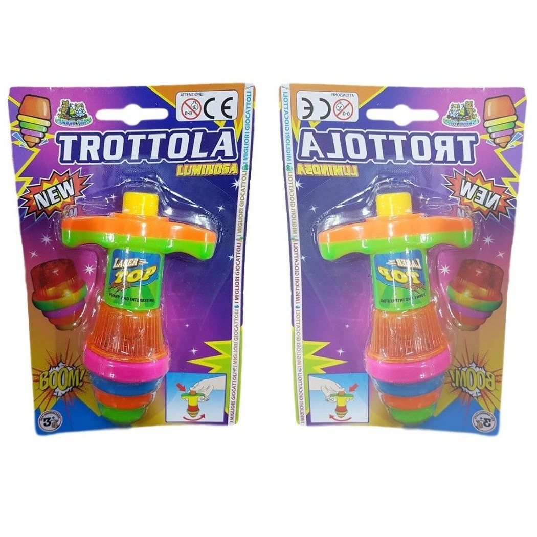 foto del prodotto trade shop trottola luminosa in plastica con luci a led laser gioco giocattolo per bambini 