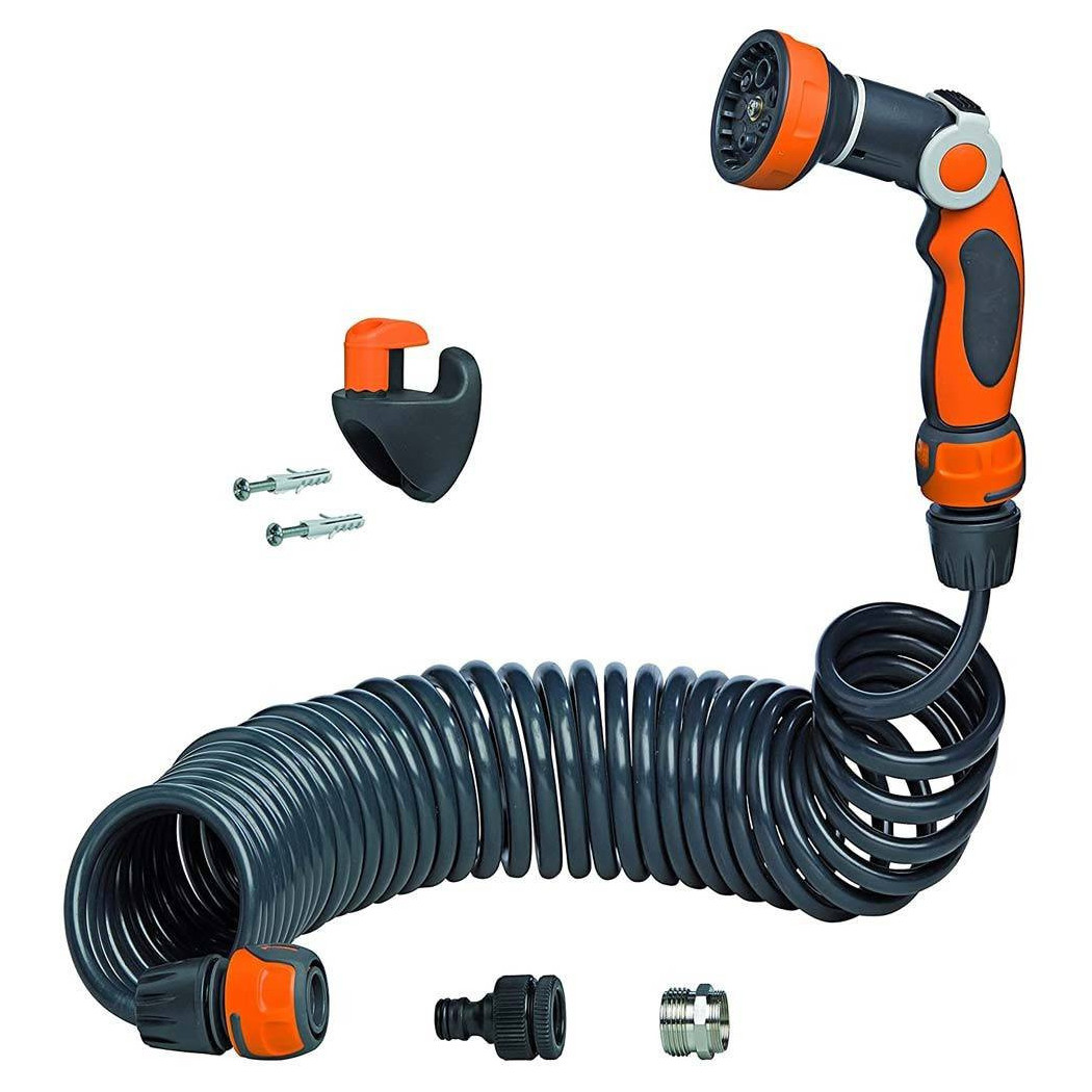 foto del prodotto trade shop tubo estensibile da giardino terrazzo pompa spirale 10mt con pistola irrigazione 