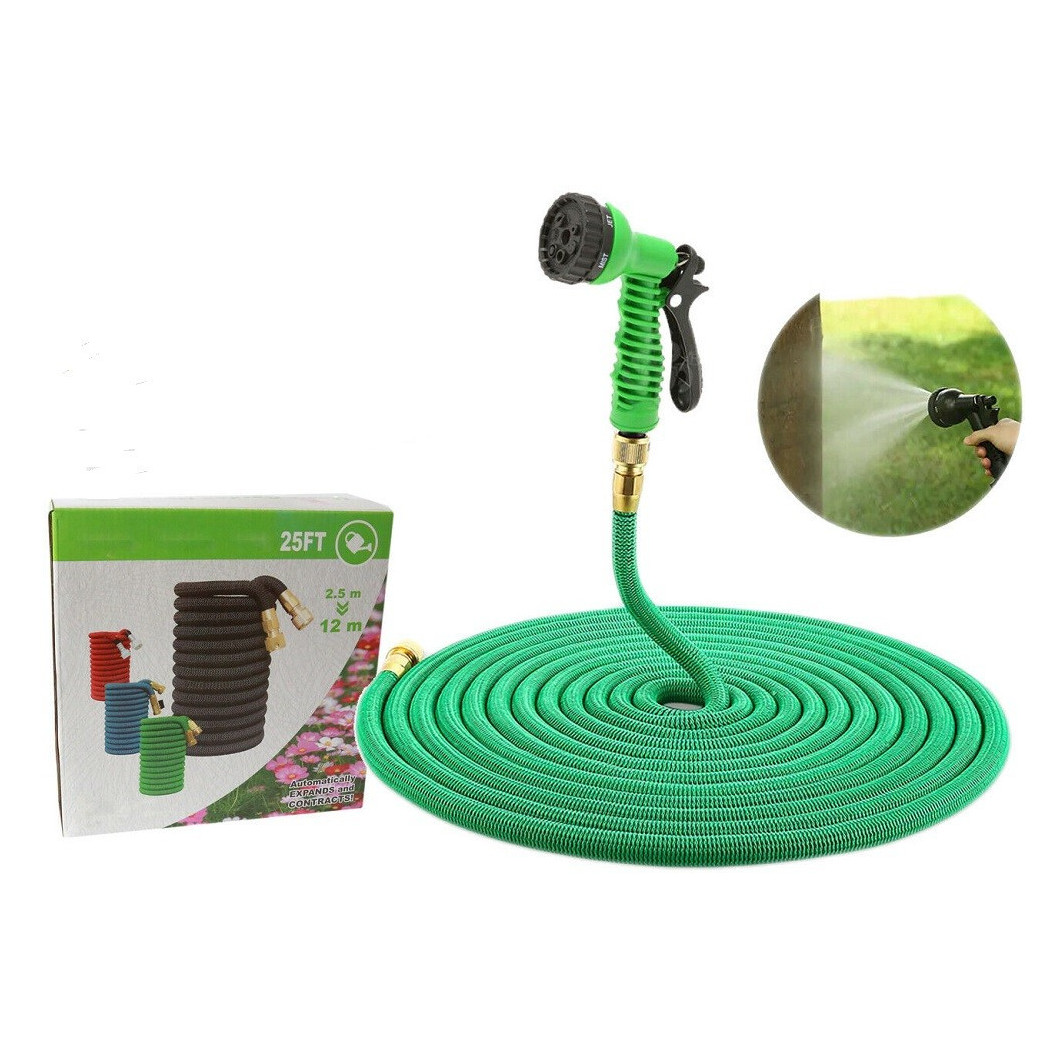 foto del prodotto trade shop tubo estensibile flessibile irrigazione giardino multigetto pistola 12 metri 