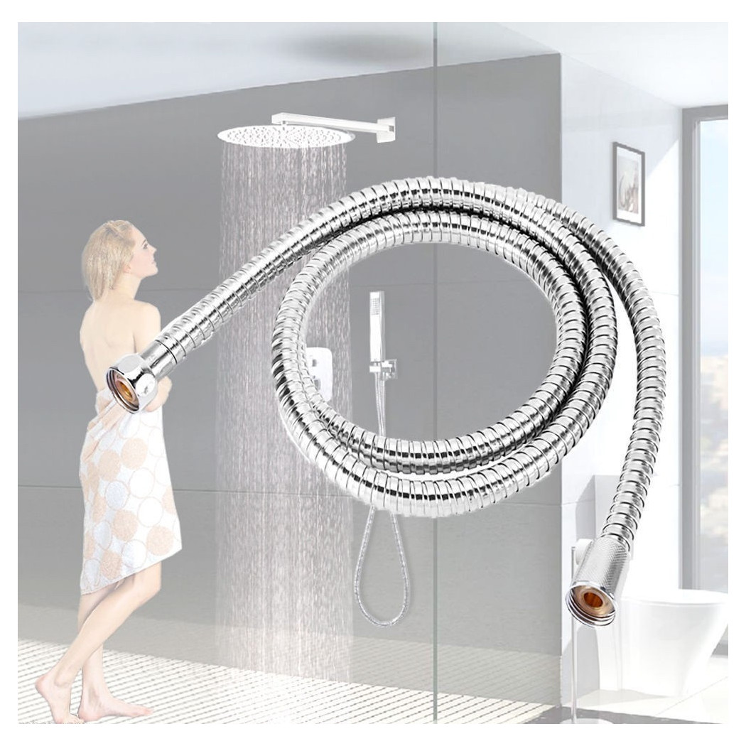 foto del prodotto trade shop tubo flessibile per doccia vasca cabina 150cm laccio in pvc rivestimento cromato 