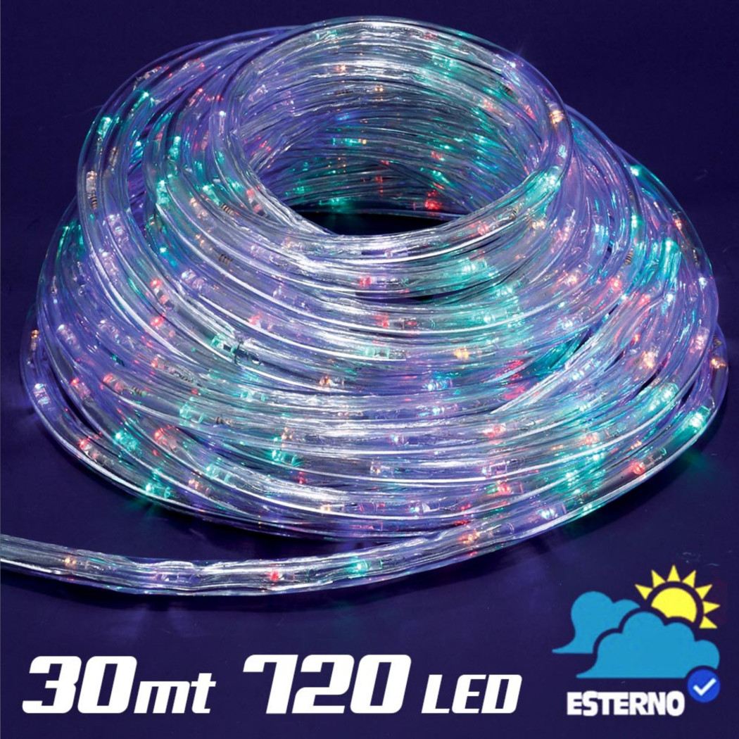 foto del prodotto trade shop tubo luminoso 30 metri led multicolor 720 luci per interno e per esterno 