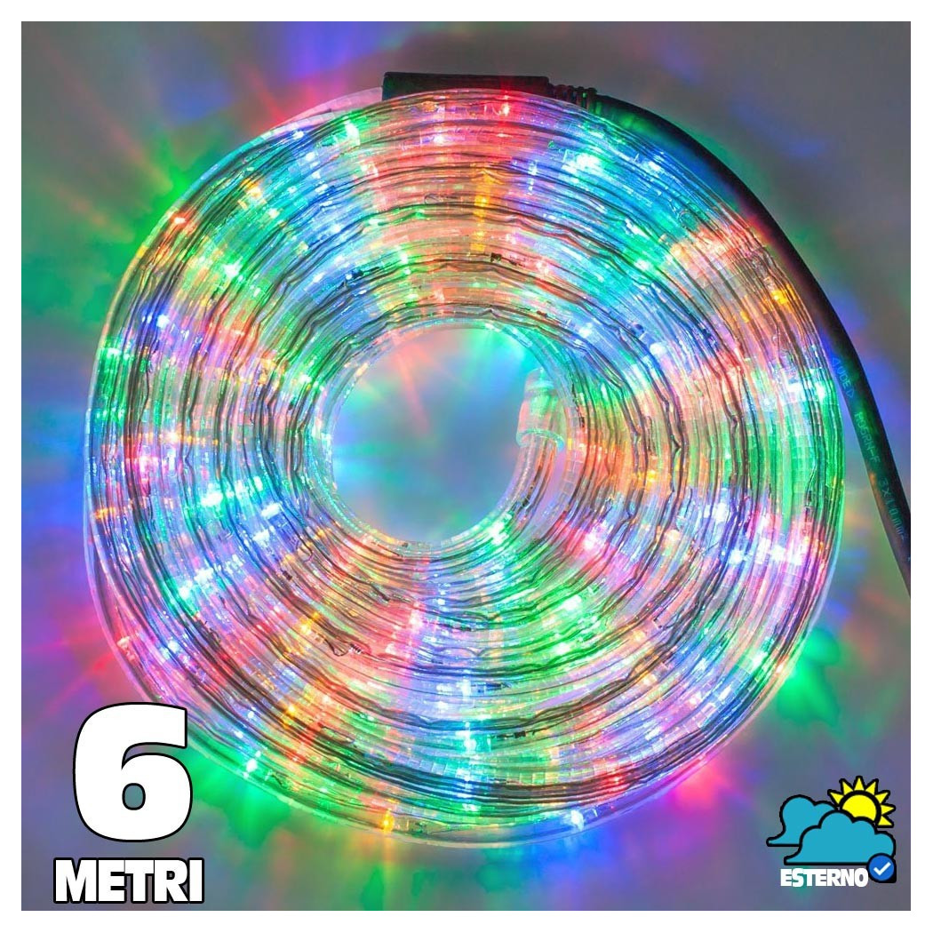 immagine 0 del prodotto trade shop tubo luminoso a 108 led per esterno 6 metri di luci multicolor con controller 