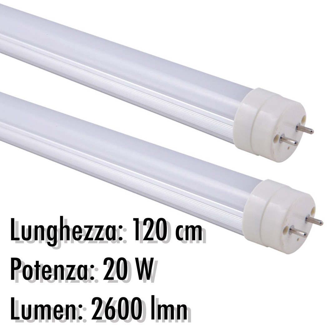 foto del prodotto trade shop tubo neon a led t8 20 w watt 2600 lmn con copertura opaca da 120 cm luce bianca bianco freddo 