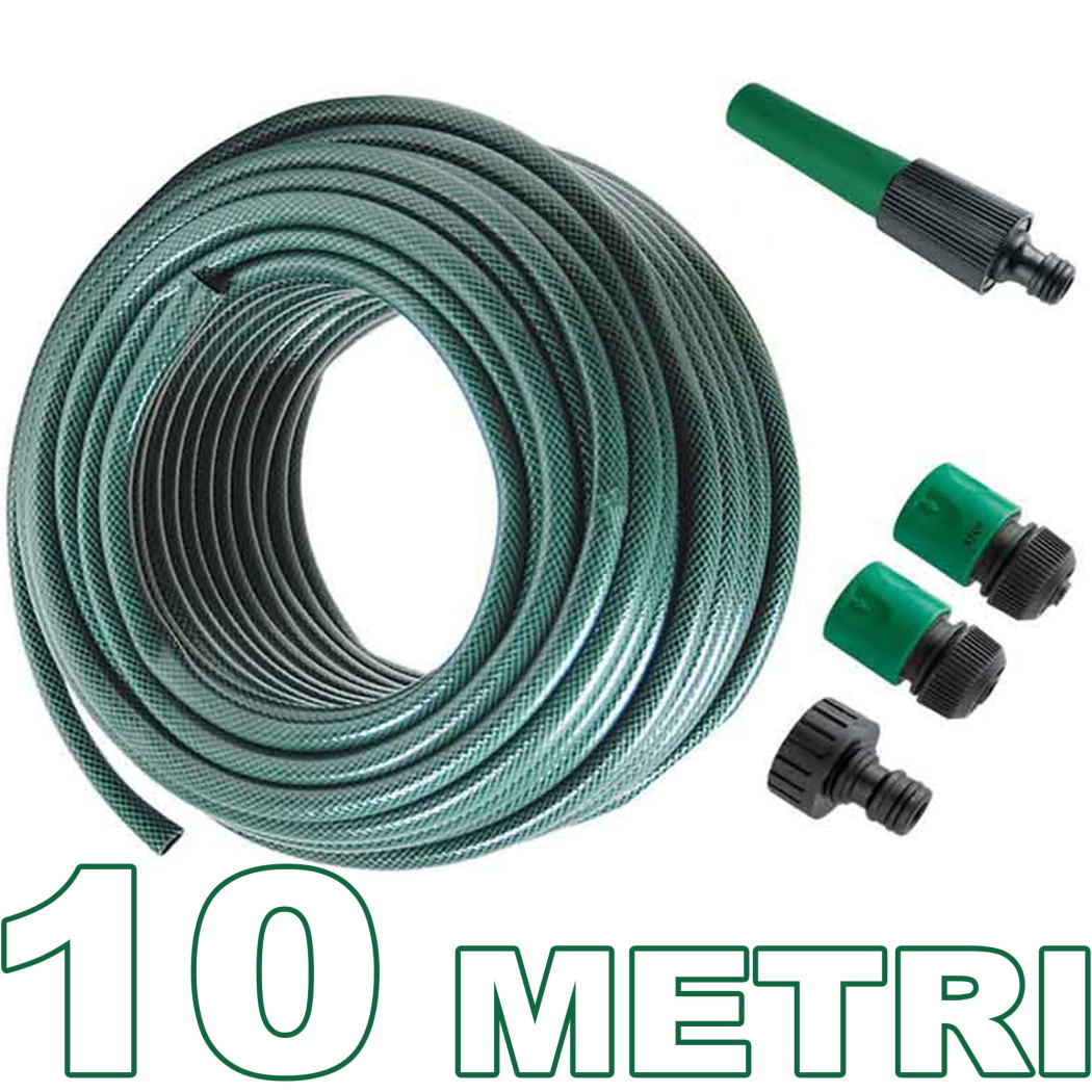 foto del prodotto trade shop tubo per irrigazione da giardino lungo 10 metri con accessori da 1 2 quot verde 