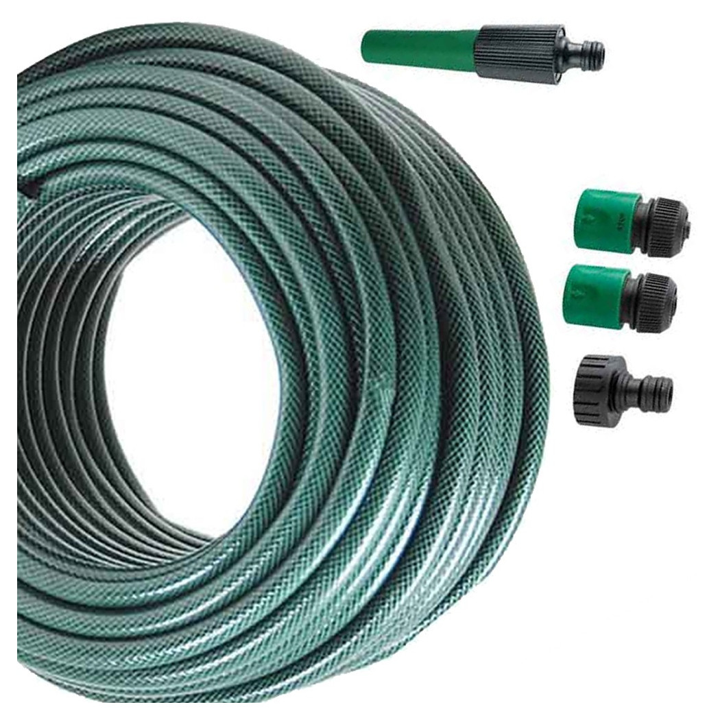 foto del prodotto trade shop tubo per irrigazione da giardino lungo 15 metri con 4 accessori da 1 2 quot verde 