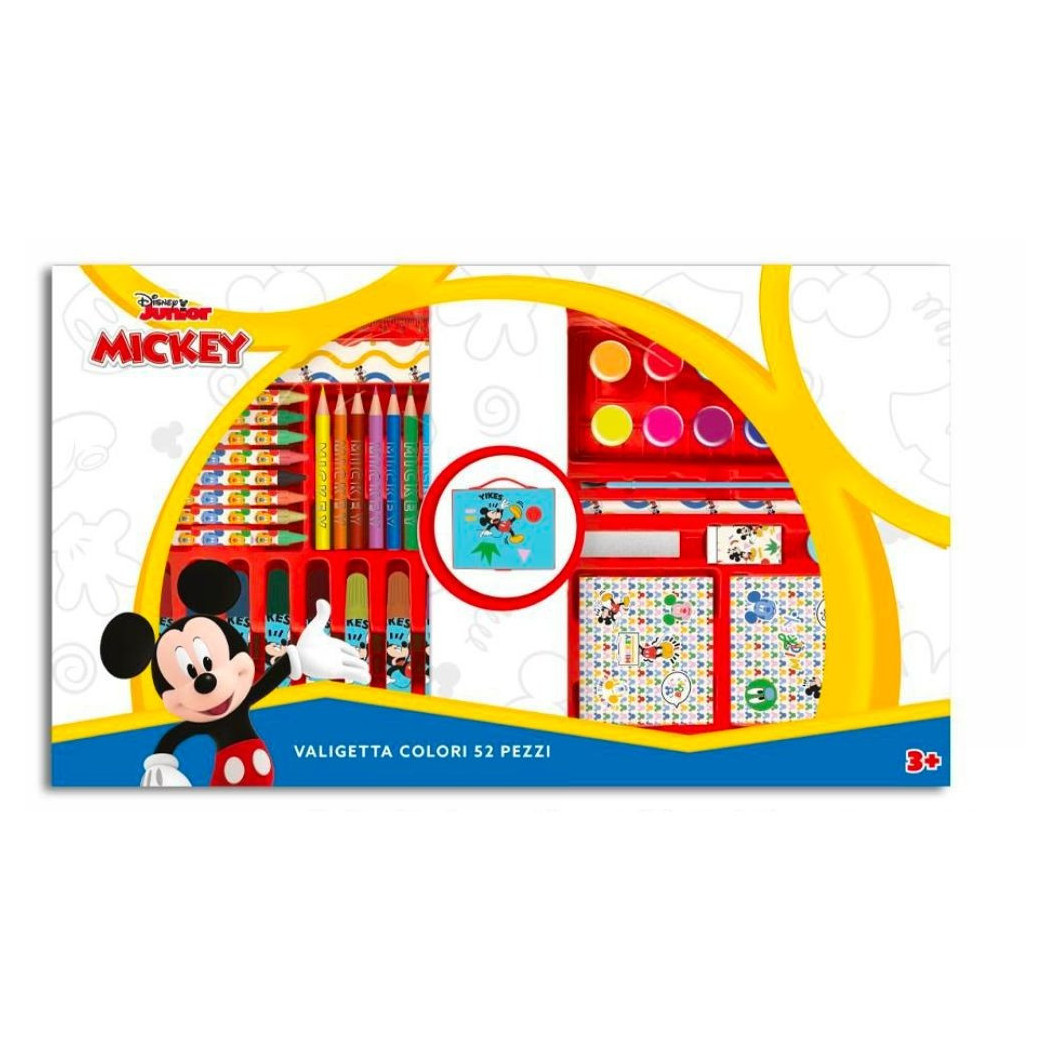 foto del prodotto trade shop valigetta con colori mickey mouse set per colorare gioco per bambini 52 pezzi 