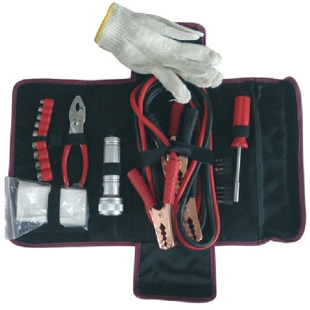 foto del prodotto trade shop valigetta kit emergenza 8pz cavi batteria guanti pinza cacciaviti bussole auto 