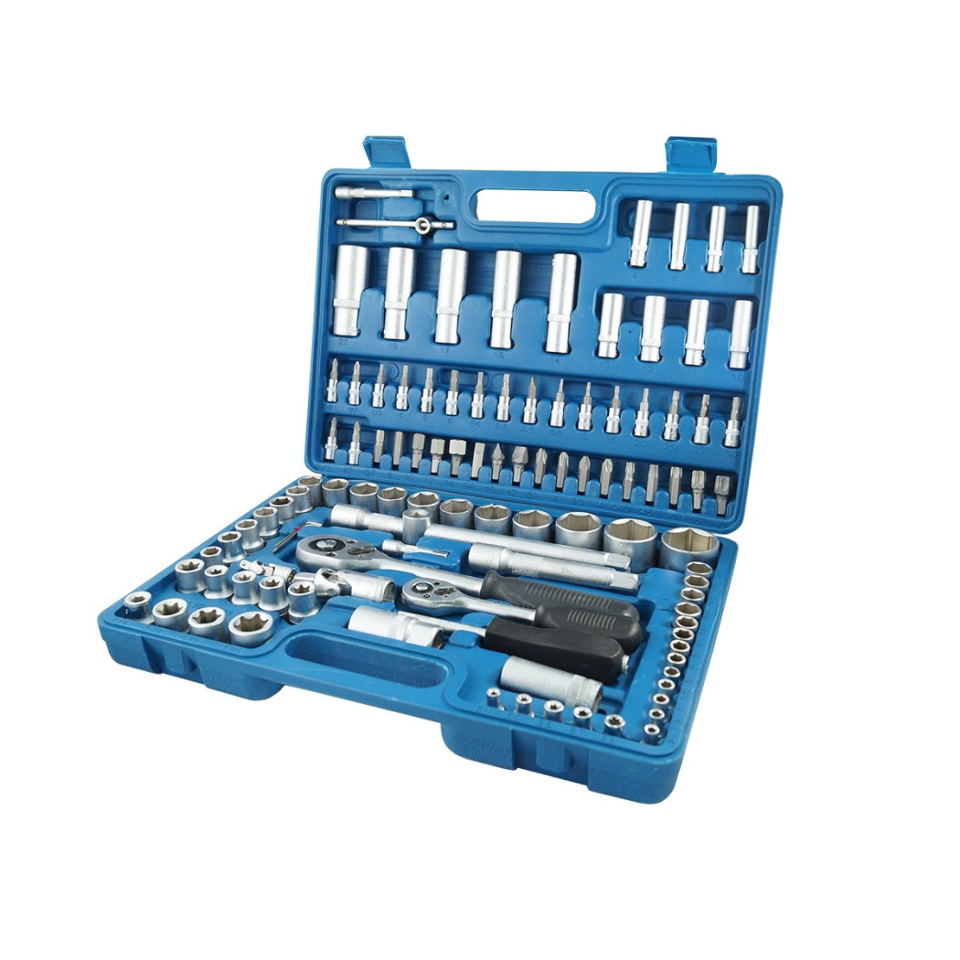 foto del prodotto trade shop valigia set chiavi a bussola 108 pezzi vanadium con cricchetto 108 pz vanadium 