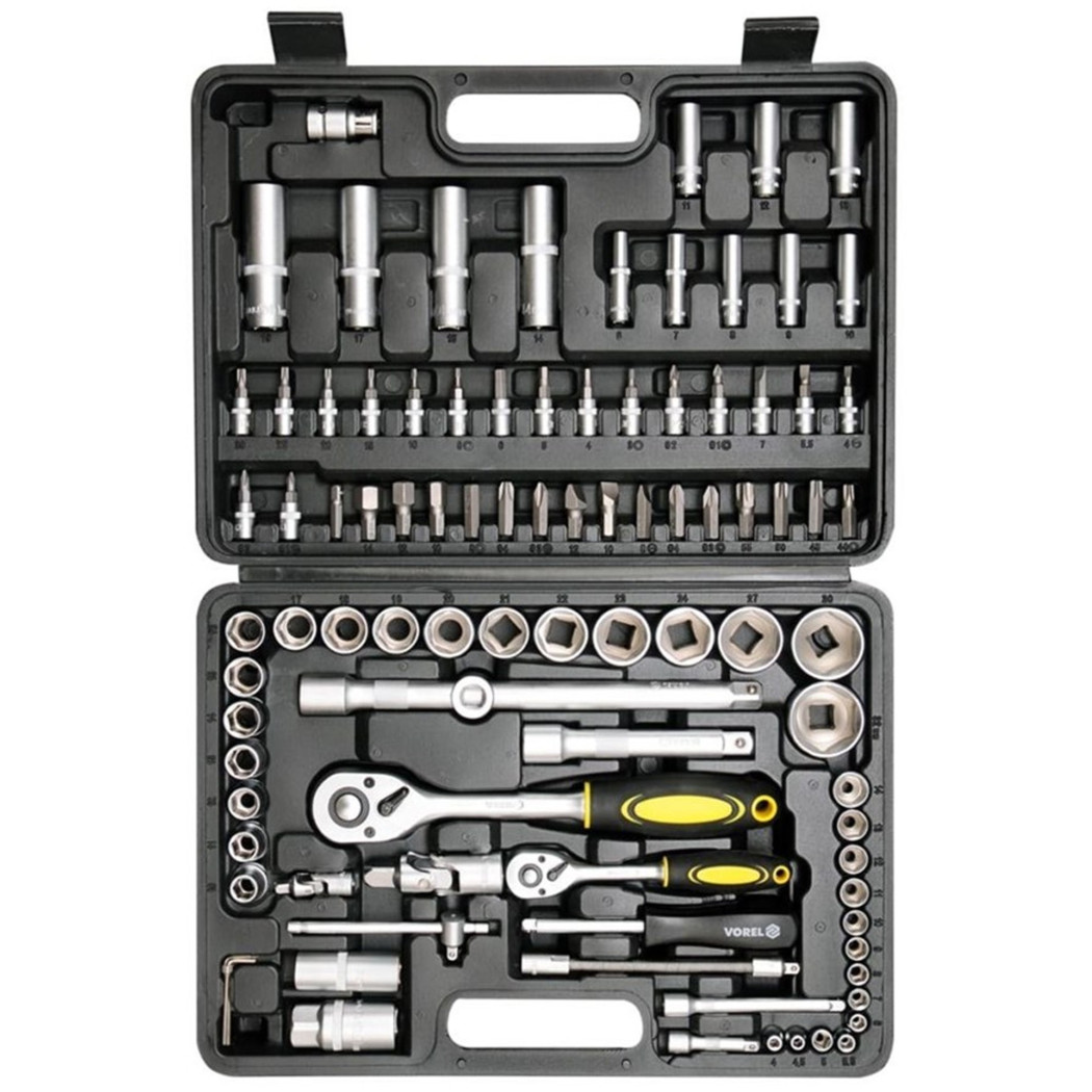 foto del prodotto trade shop - valigia set chiavi a bussola 94 pz 1/2 1/4 chiavi a cricchetto reversibili -