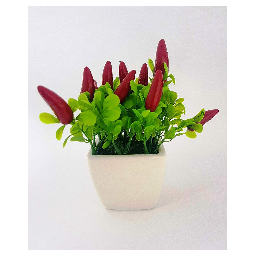 foto del prodotto trade shop vaso ceramica quadrato peperoncini artificiali 16cm pianta decorazione casa giardino 