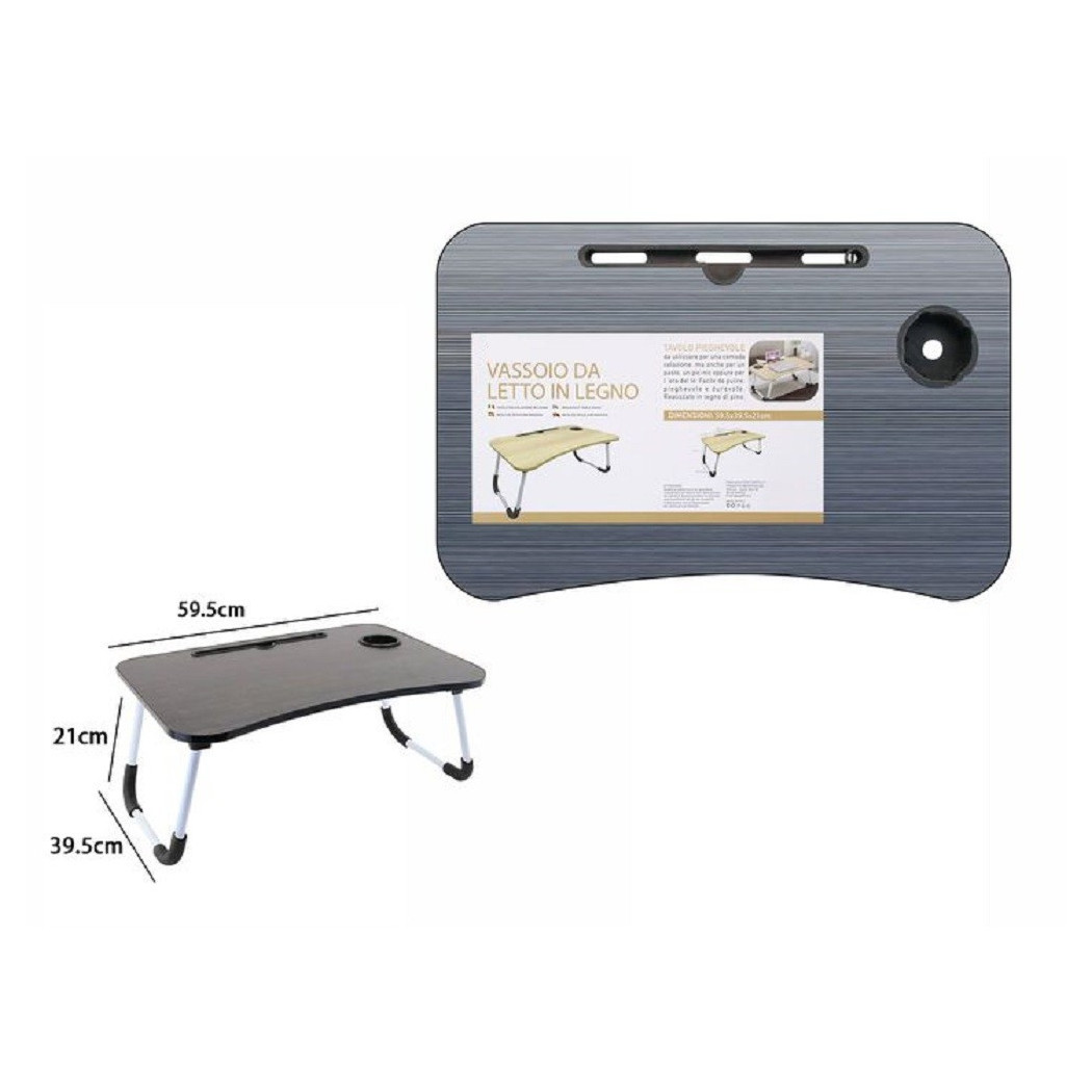 foto del prodotto trade shop vassoio da letto scrivania pieghevole tavolino tavolo pc slot tablet tazza 71363 