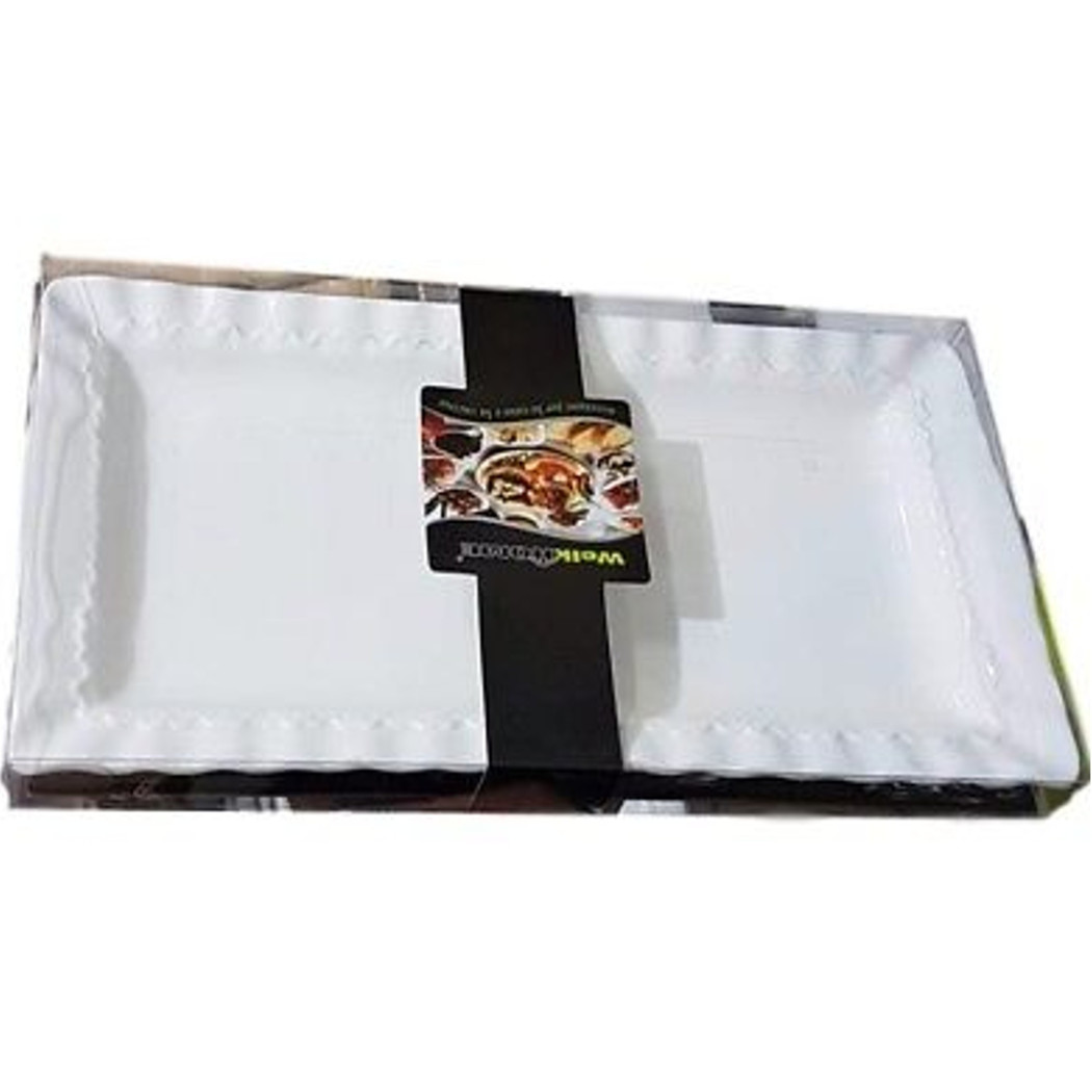 foto del prodotto trade shop vassoio in ceramica bianco piatto da portata rettangolare dim. 31,5x17,5cm bar 