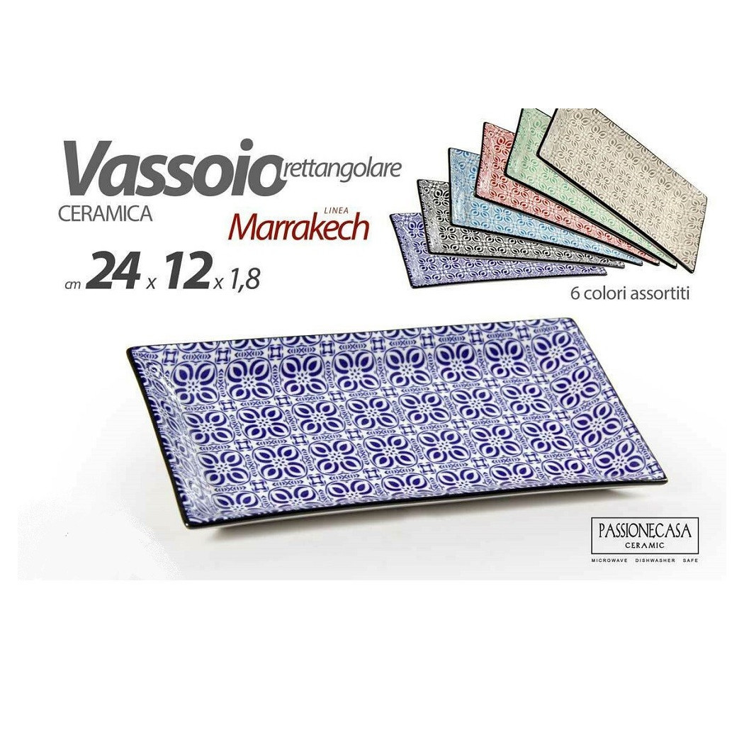 foto del prodotto trade shop - vassoio rettangolare marrakech multiuso 24x12x1,8 cm 6 colori assortiti 771668 -