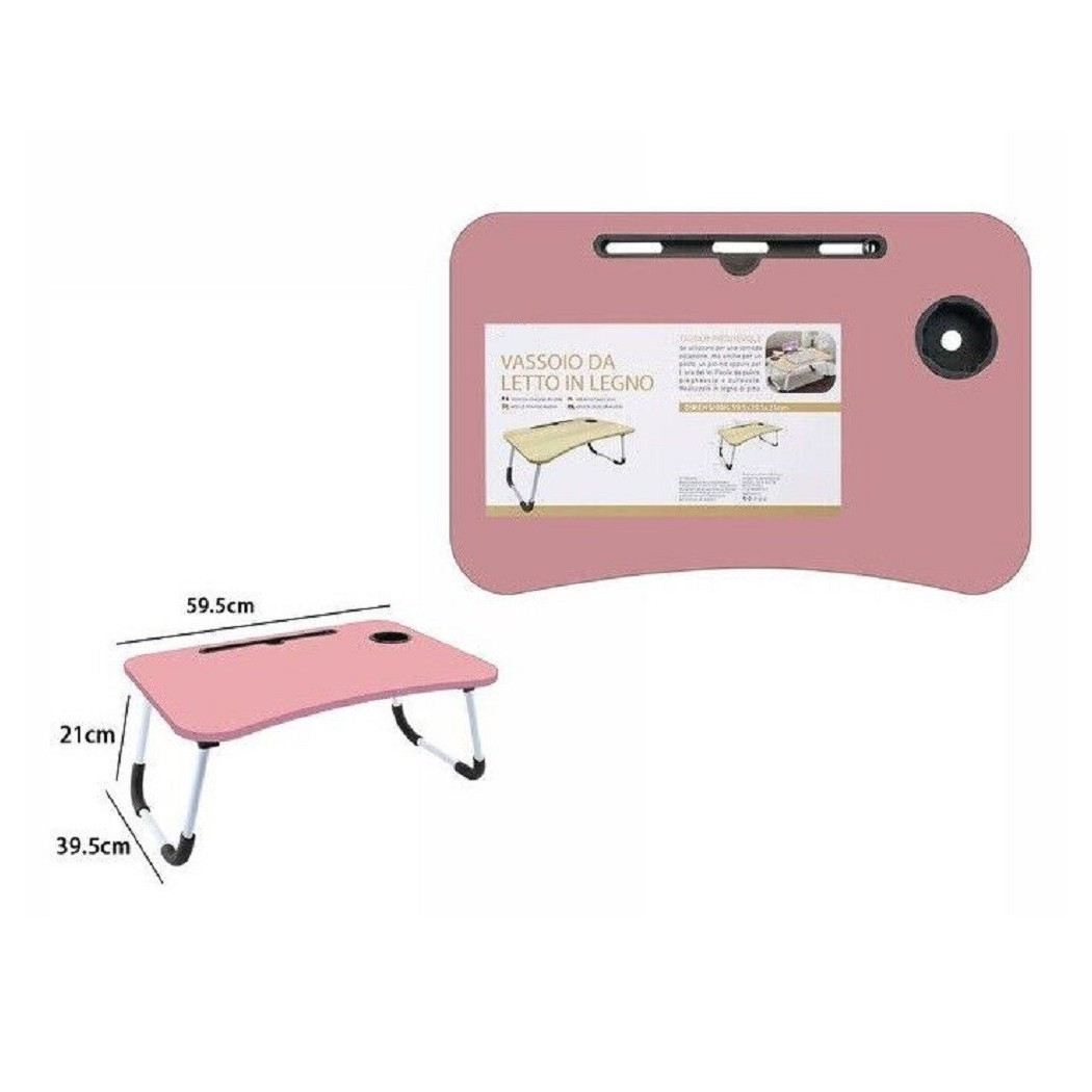 foto del prodotto trade shop vassoio scrivania pieghevole tavolino tavolo per pc slot tablet tazza rosa 71365 