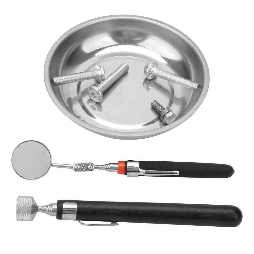 foto del prodotto trade shop vassoio vaschetta piatto magnetico con calamita e specchietto telescopico 3pz 