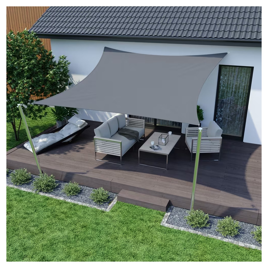 foto del prodotto trade shop vela tenda quadrata parasole protezione sole ombreggiatura giardino 3x3mt grigio 222584 