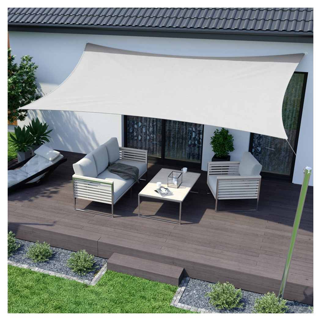 foto del prodotto trade shop vela tenda rettangolare parasole protezione sole ombra giardino 3x4 mt bianca 017036 