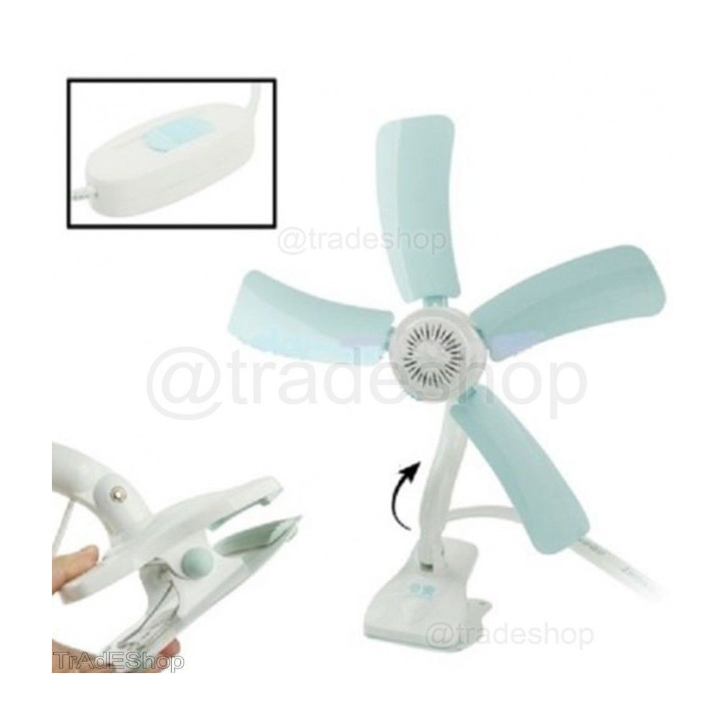 foto del prodotto trade shop ventilatore a pinza con doppio snodo 5 pale da scrivania tavolo casa ufficio 