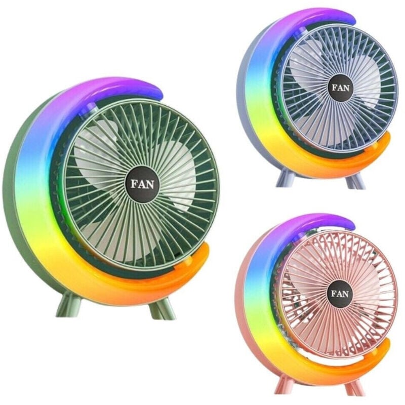 foto del prodotto trade shop ventilatore da tavolo usb 3 velocita 39 con luce rgb compatto silenzioso portatile 