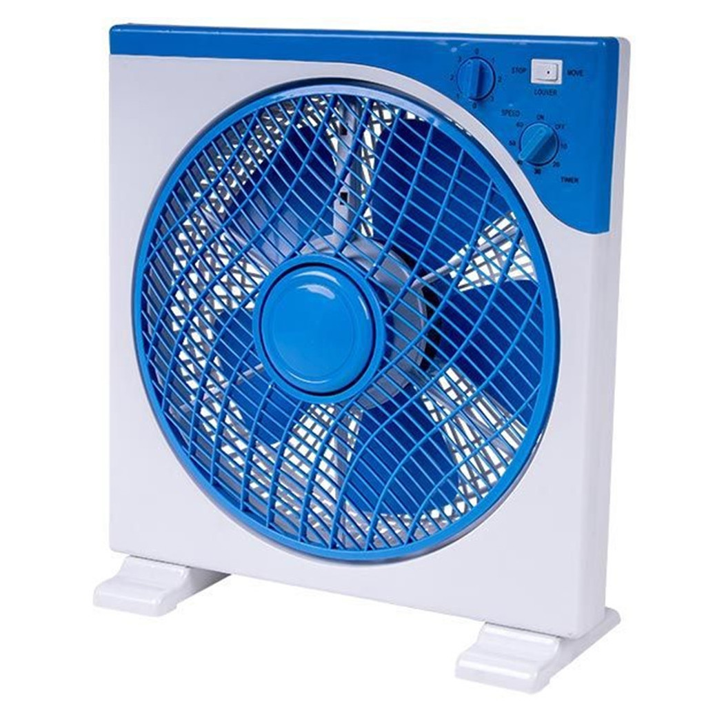 foto del prodotto trade shop ventilatore quadrato box fan 45 watt 30 cm con timer bianco azzurro 5 pale 5340055 