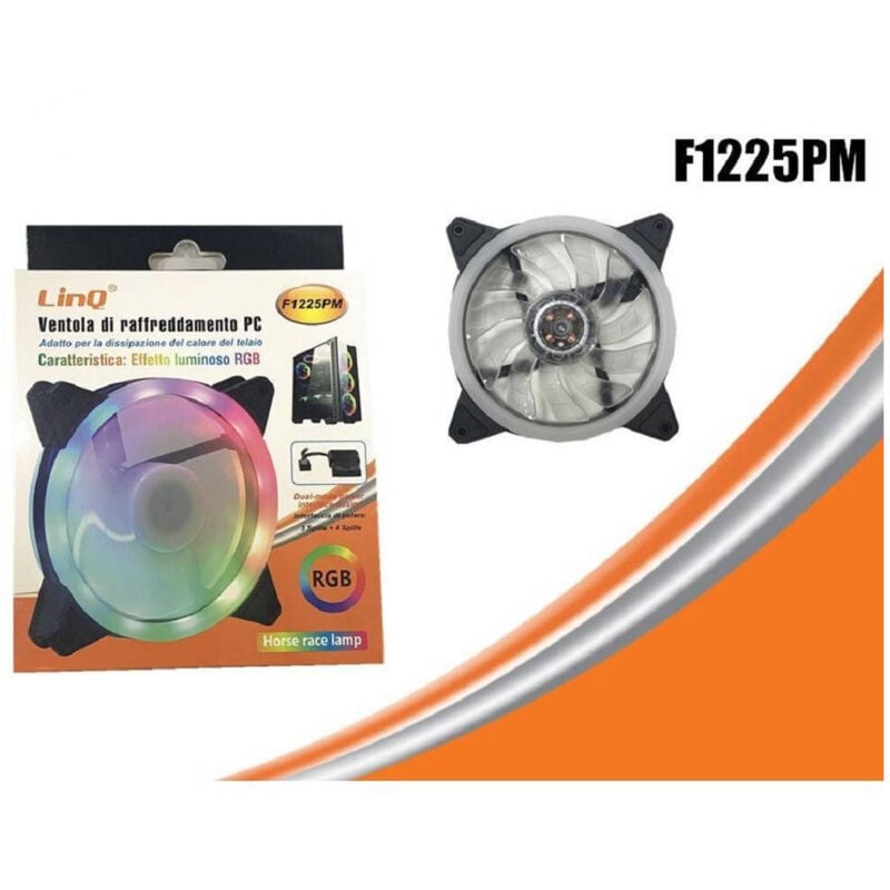 foto del prodotto trade shop ventola raffreddamento dissipazione cooling fun per telaio pc luce led rgb f1225pm 