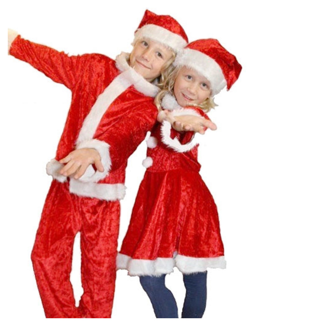 foto del prodotto trade shop vestito completo abito natalizio per bambini e bambine 4 6 7 9 anni rosso 