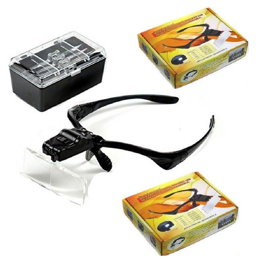 foto del prodotto trade shop visiera occhiali lente lenti di ingrandimento led torcia 5 lenti 2 luci led 