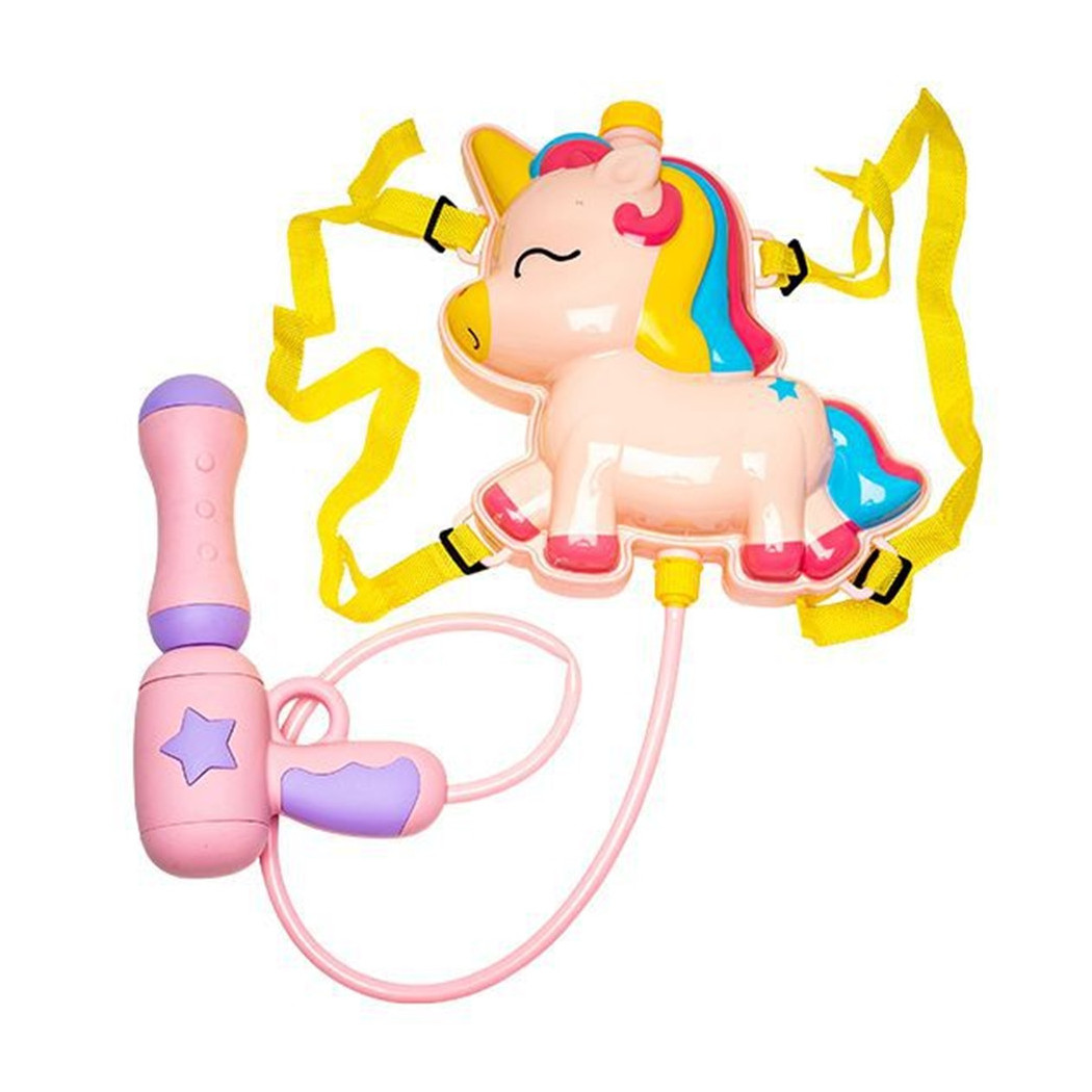 foto del prodotto trade shop zaino pistola spara acqua per bambini gioco serbatoio da 2 lt estate unicorno 6726038 