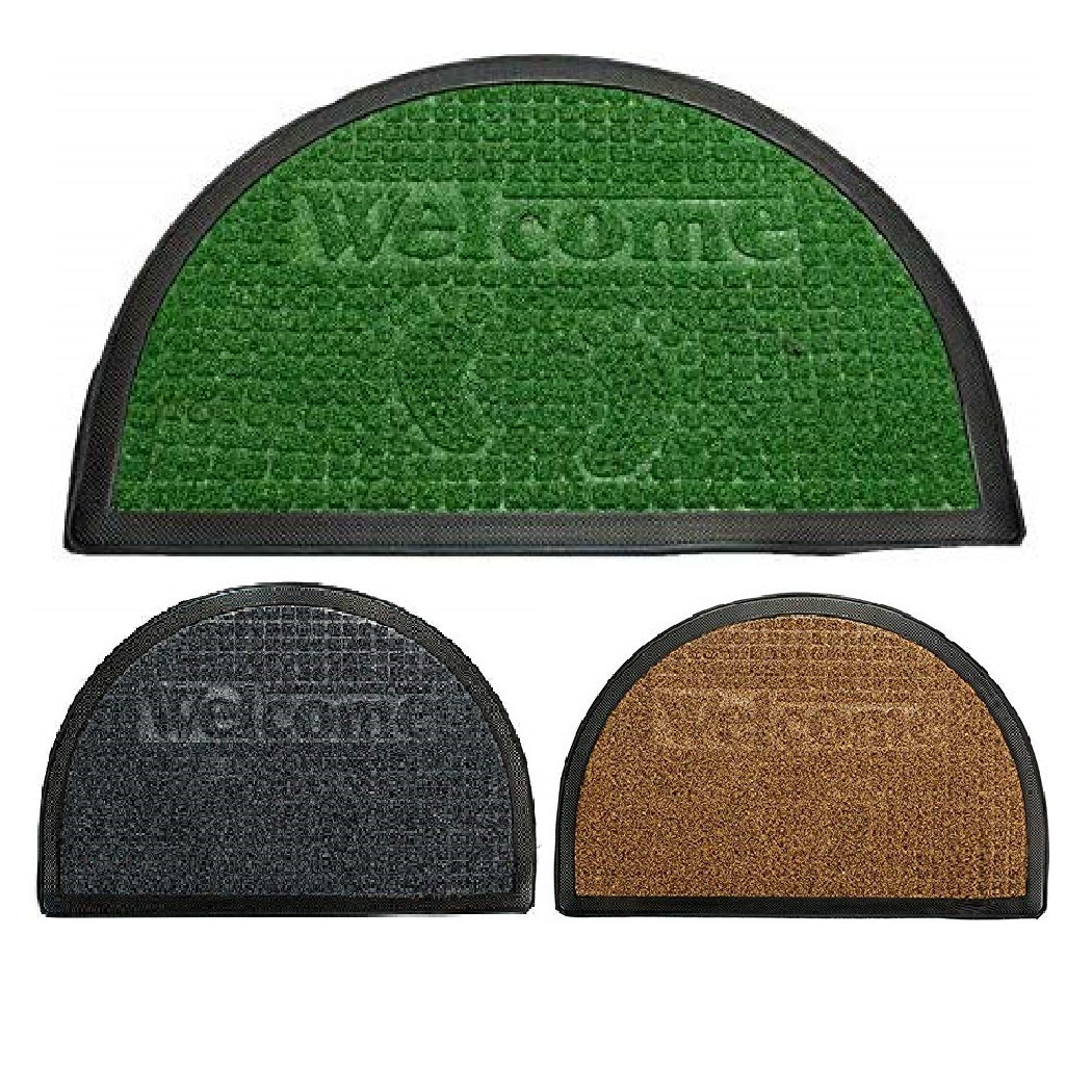 foto del prodotto trade shop zerbino tappeto in gomma mezza luna scritta welcome 60x40cm antiscivolo ingresso 