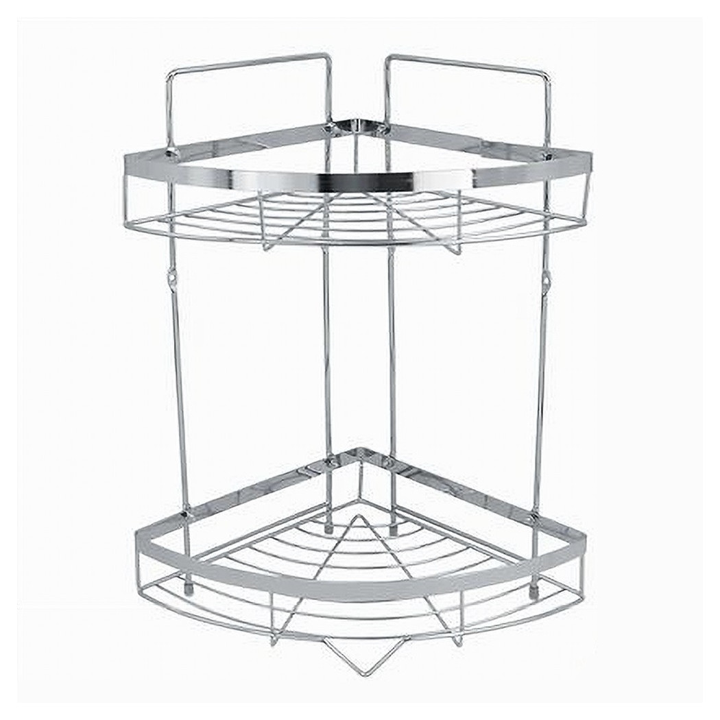 foto del prodotto tradeshop cleafe mensola angolare cromata per doccia a 2 ripiani piani organizer per bagno 59256 
