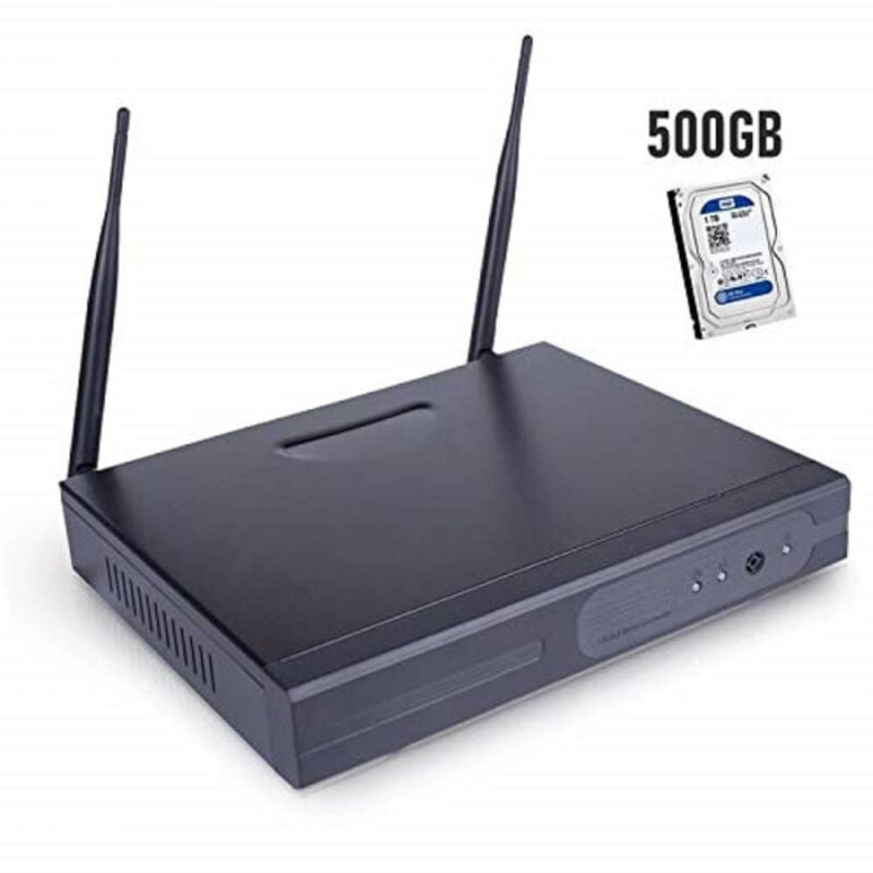 foto del prodotto tradeshop trade shop traesio dvr nvr 4 canali wireless wifi onvif cloud videoregistratore hard disk 500gb 