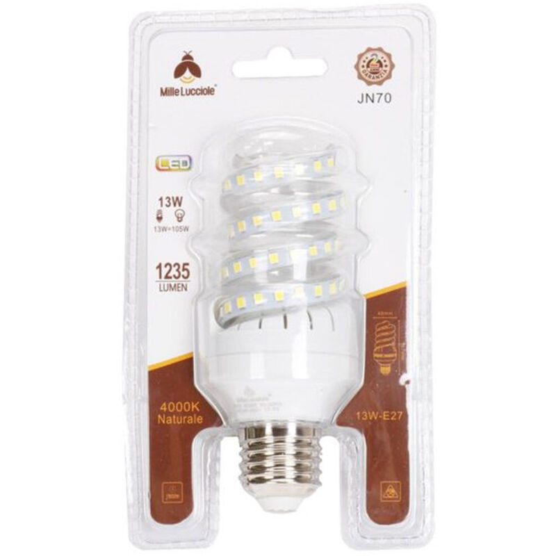 foto del prodotto tradeshop trade shop traesio lampadina led e27 13 watt 1235lm tortiglione vortice spirale luce naturale calda bianco naturale 