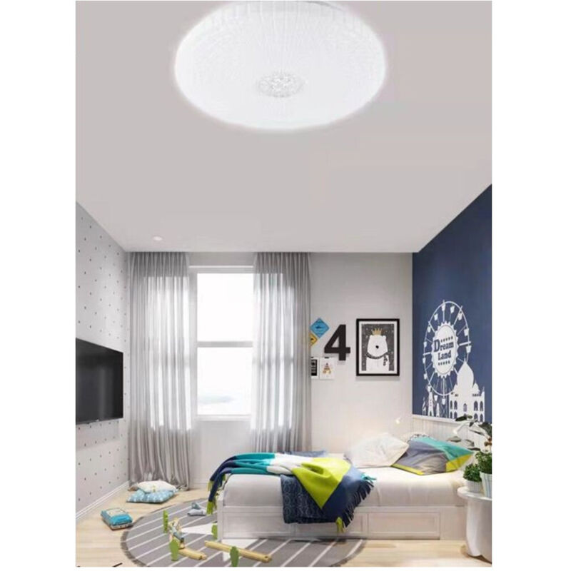 foto del prodotto tradeshop trade shop traesio plafoniera soffitto 45w decoro con cristalli centrale luce fredda naturale fst 40a21081 bianco naturale 