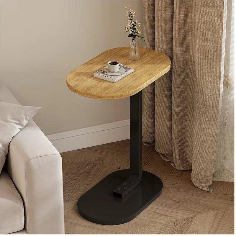 foto del prodotto tradeshop - trade shop traesio - tavolino a forma di c per divano soggiorno camera letto moderno portatile tavolo - legno chiaro