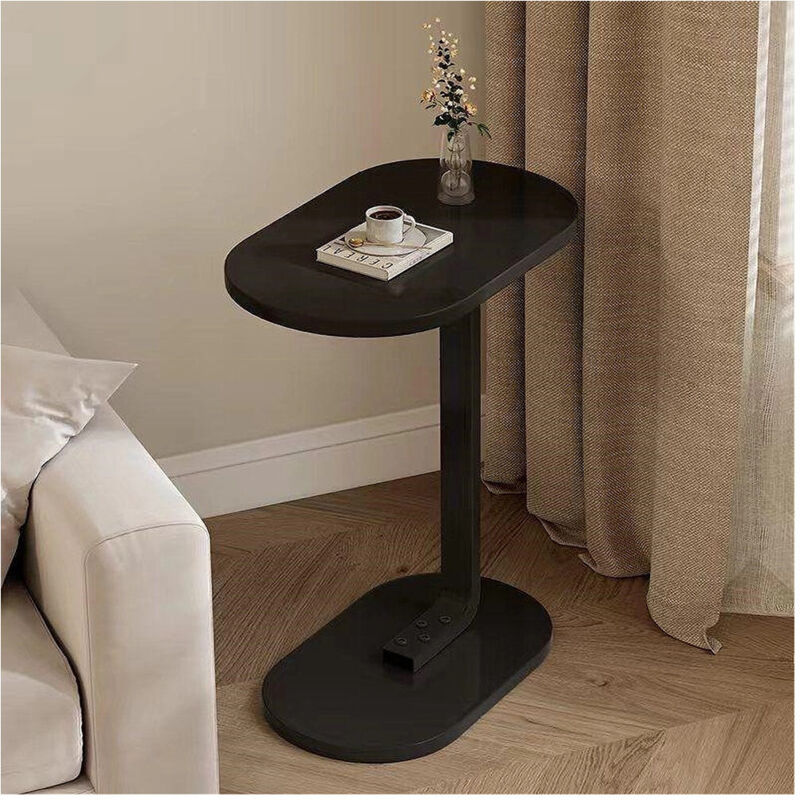 foto del prodotto tradeshop trade shop traesio tavolino a forma di c per divano soggiorno camera letto moderno portatile tavolo nero