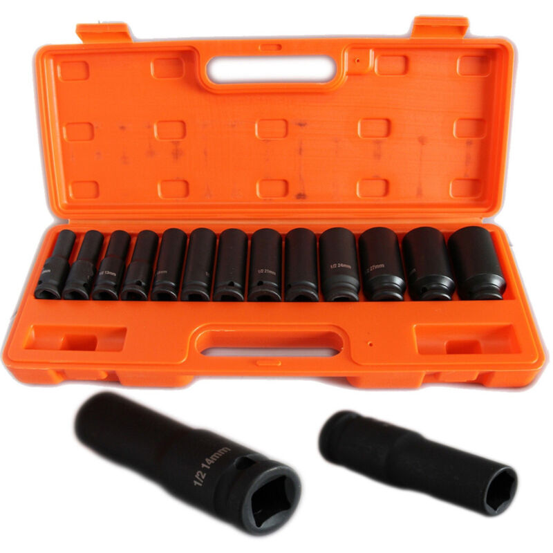 foto del prodotto traesio - 13 bussole per pistola avvitatore pneumatica esagonali attacco 1/2' da 10-32 mm - - trade shop