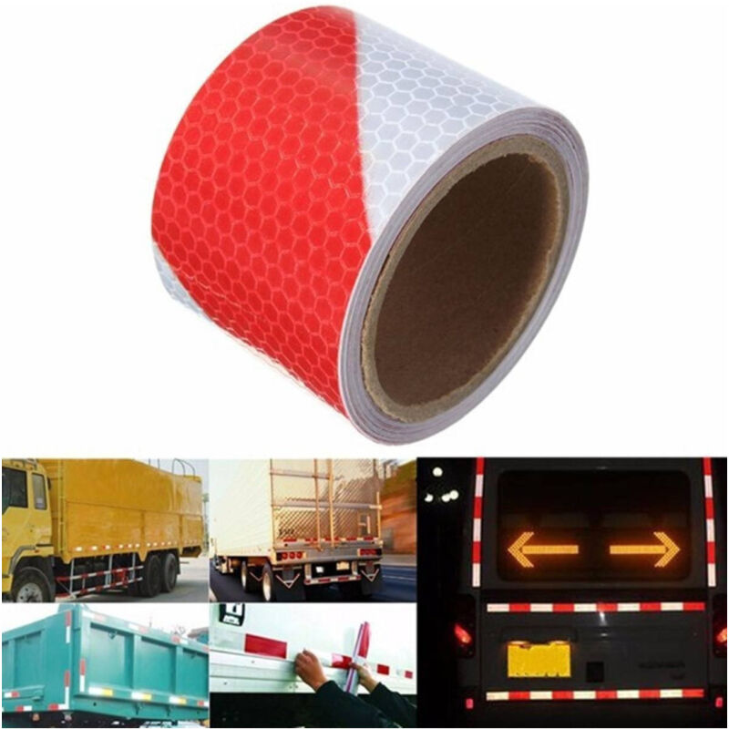 foto del prodotto traesio - 25 metri nastro adesivo catarifrangente auto camion rosso bianco alta visibilitá - - trade shop