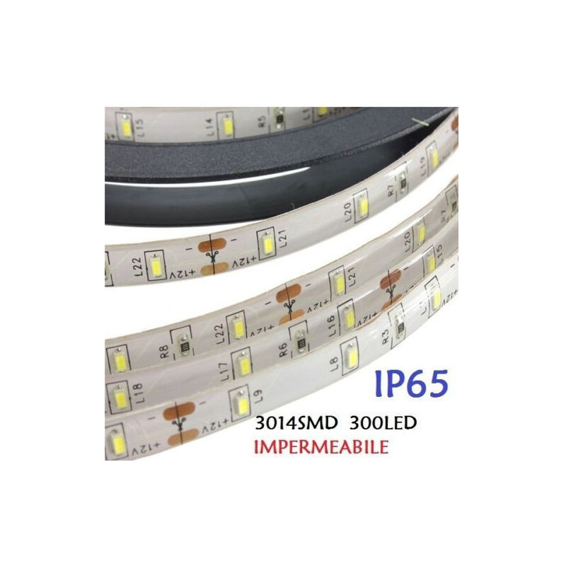 foto del prodotto traesio 5 metri strip striscia 300 led 3014 smd per esterno ip65 12 v dc caldo freddo bianco freddo trade shop