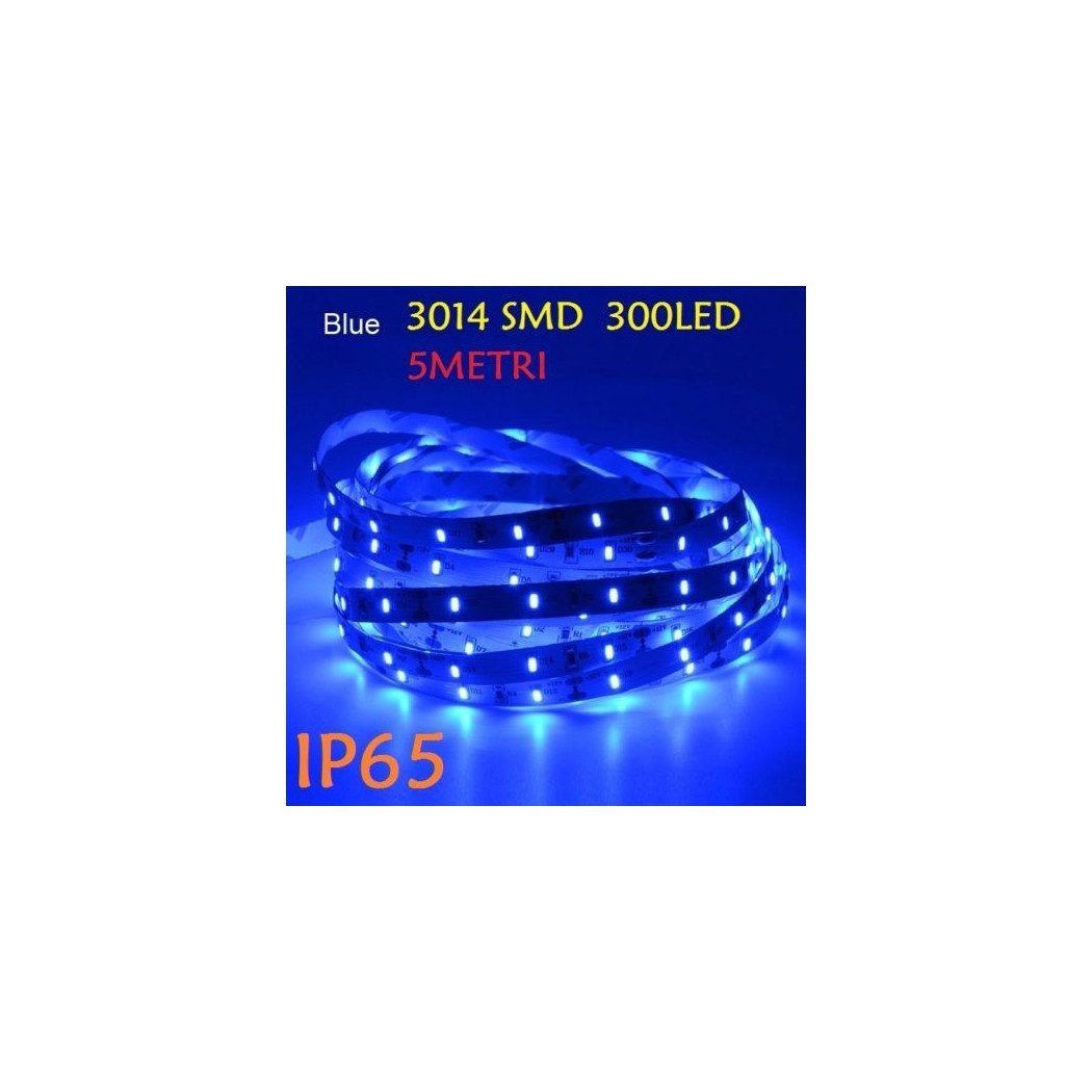 foto del prodotto traesio 5 metri strip striscia 300 led 3014 smd per esterno ip65 12 v dc caldo freddo blu trade shop